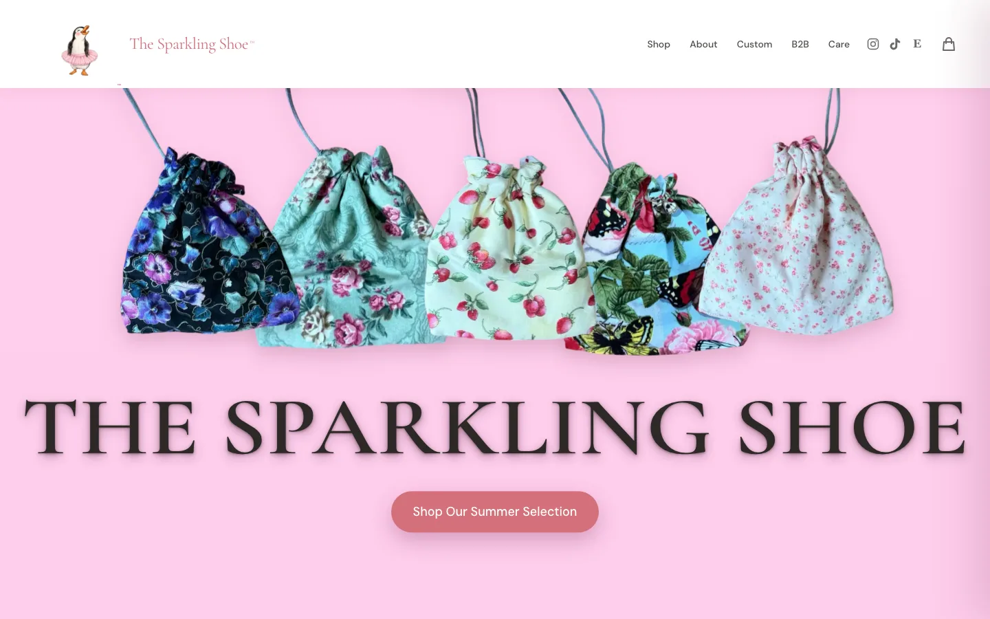 The Sparkling Shoe ecommerce landing page